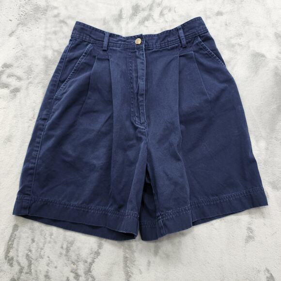 Vintage Charter Club Classics Shorts Womens 8 Blue Pleated High Rise Chino - Picture 1 of 12